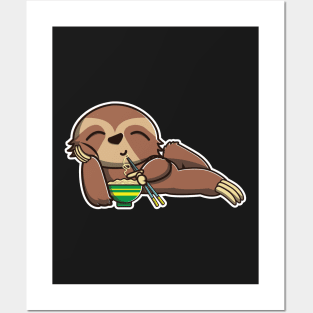 Cute Sloth Eating Ramen Noodle Kawaii Sloth for kids product Posters and Art